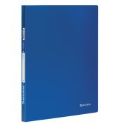 Папка BRAUBERG с бок.мет.прижимом, Стандарт, А4, до 100 л, 0,6мм, синяя 221629