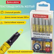 Текстмаркер BRAUBERG Clear, ЖЕЛТЫЙ, линия 1-5 мм, 152424 с прозрачным наконечником