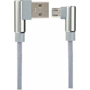 Кабель PERFEO U4805, USB2.0 A вилка - вилка micro USB, 1 м, серый, box, угловой