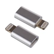 Переходник PERFEO I4313, micro USB розетка - вилка 8 PIN (Lightning), серебро