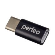 Переходник PERFEO PF_A4268, Type-C розетка - вилка microUSB (PF-VI-O005 Black) чёрный