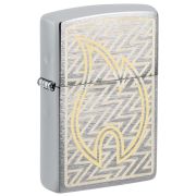 Зажигалка ZIPPO 48 789 TREAD FLAME DESIGN с покрытием Brushed Chrome, латунь/сталь, серебристая