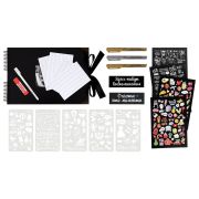 Фотоальбом BRAUBERG Black 40 черных л., уголки/стикеры/ручка/клей/трафареты/маркеры, 880654