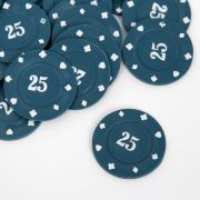 Набор фишек с номиналом 25, однотонные, синие, в наборе 25 шт. 7344728