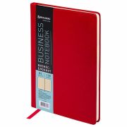 Блокнот BRAUBERG (220х252мм) В5, Income, 96л, кожзам, клетка, красный,125205