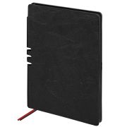 Блокнот BRAUBERG А5 (140х200мм),NEBRASKA, 80л, гибкий кожзам, линия, чёрный, 113411