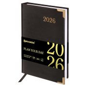 Ежедневник датированный BRAUBERG Senator 117094 А5, черный, 2026г.