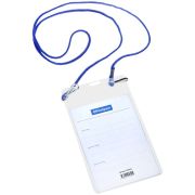 Бейдж OfficeSpace 284642 вертикальный 95*150мм (размер вставки 90*120мм), синий шнурок