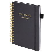 Бизнес-тетрадь BRAUBERG 116252 (148х216мм) Calipso под кожу, гребень 80л черная