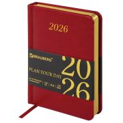 Ежедневник датированный BRAUBERG Iguana 117251 А6, красный, 2026г.