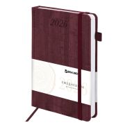 Ежедневник датированный BRAUBERG Wood 117107 А5 (138х213мм) датированный 2026 кожзам, бордо