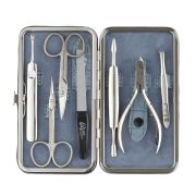 Маникюрный набор 2171GBCR GD, 7 пр.Футляр: искусственная кожа, цвет серо-голубой, фактура - крокоди