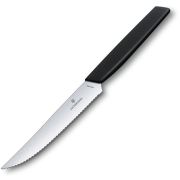 6.9003.12W Нож столовый  Victorinox чёрный, серрейторная заточка 120 мм