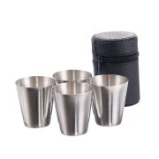 Набор S.Quire С006 из 4 стопок серебр цв. 0,03л, сталь, в чехле из искуств кожи 420042-936F