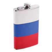 Фляжка W001RU-9 S.Quire 0,27 л, сталь+искусственная кожа, бело-сине-красная 1508YА