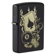 Зажигалка ZIPPO 49 257 GAMBLING DESIGN покрытие Black Matte, латунь/сталь, чёрная, матовая