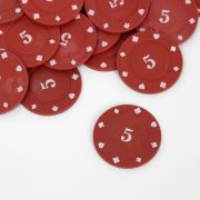 Набор фишек с номиналом 5. однотонные, красные, в наборе 25 шт. 7344724