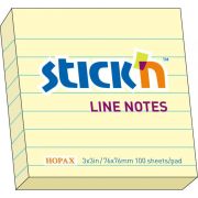 Стикеры STICK 21054 100лист.76*76мм 70г/м2 пастель желтый в линейку