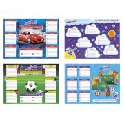 Расписание уроков и звонков 129782 А4, ЮНЛАНДИЯ, для мальчиков, ассорти (4 вида),