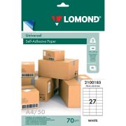 Этикетка самоклеящаяся LOMOND, 2100185 70х32мм, 27 этикеток, белая, 70г/м2, 50л